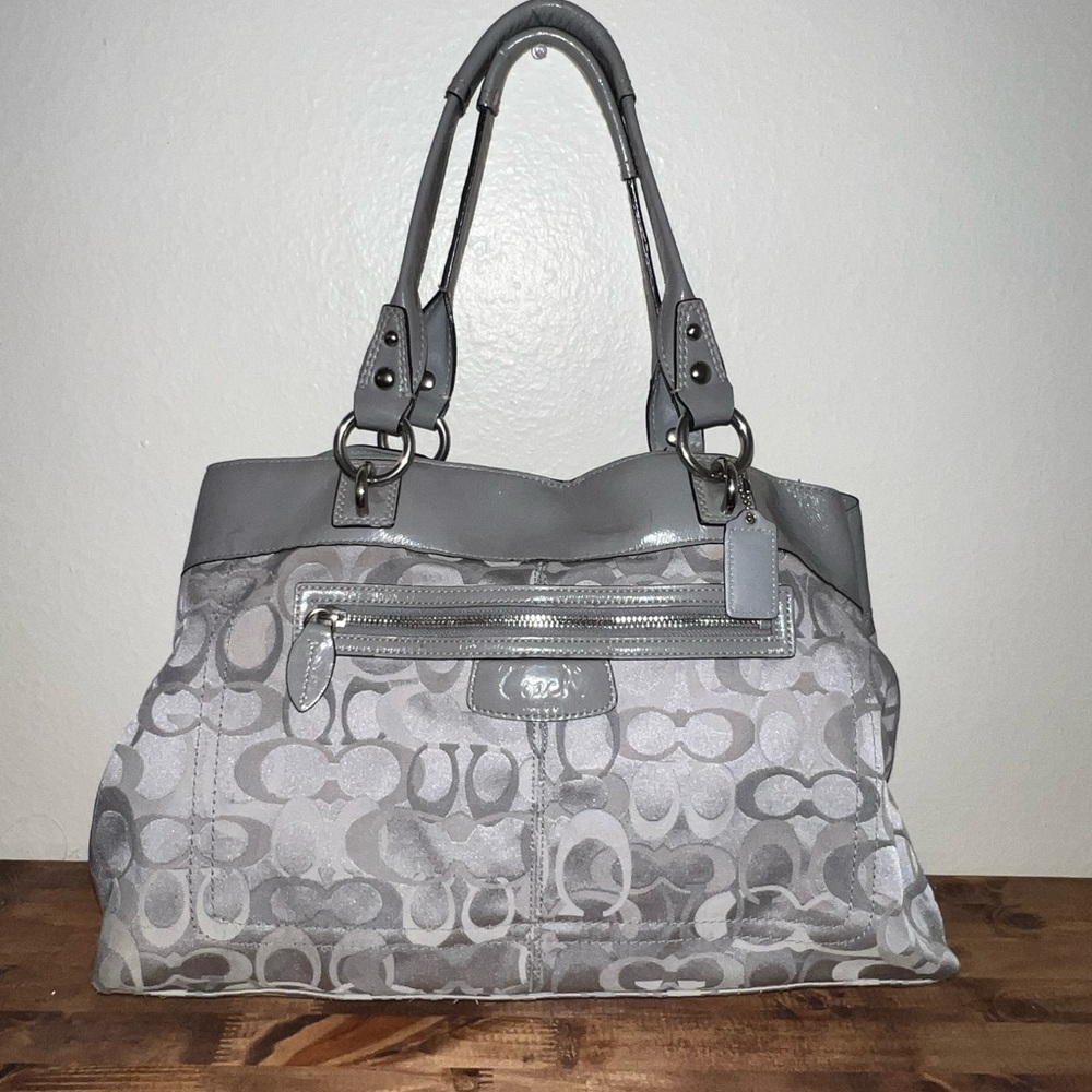 Silver Grey Coach Shoulder Bag Purse Handbag EUC Pre loved